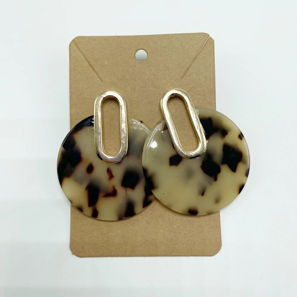 Gold Tortoise Circle Statement Boutique Earrings - Picture 1 of 2